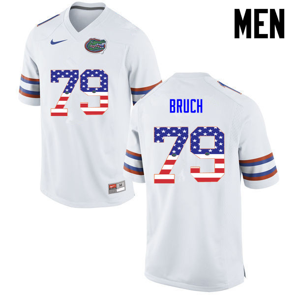 Men Florida Gators #79 Dallas Bruch College Football USA Flag Fashion Jerseys-White - Click Image to Close